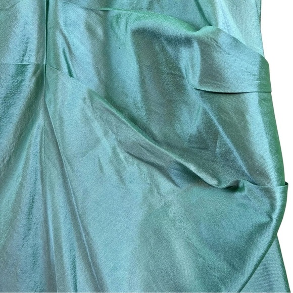 Nicole Miller Collection Iridescent Mint Silk Pleated Strapless Cocktail Dress 2 - Picture 5 of 9